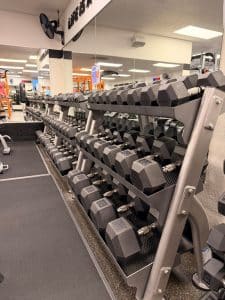 Full rack of dumbbells at AFAC gym