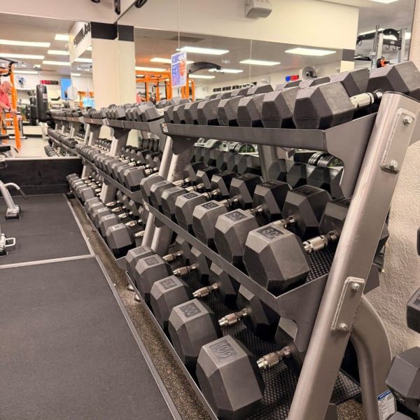 Full rack of dumbbells at AFAC gym
